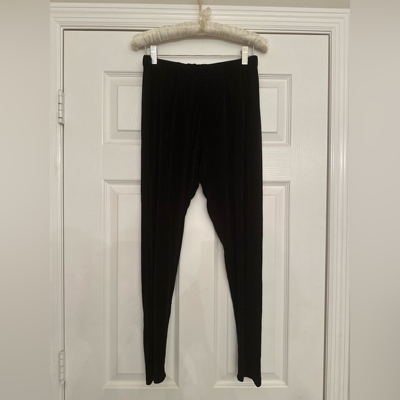 Flax By Jeanne Engelhart Ankle Pull On Pants Womens M Black Lagenlook Travel Vtg - Picture 2 of 7